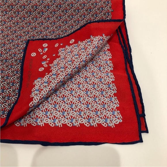 Hermes Red White Blue Print Carre Silk Scarf - Picture 4 of 12